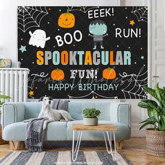 Lofaris Boo Run Spooktacular Fun Halloween Birthday Backdrop