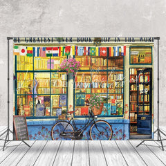 Lofaris Bookshop Bike Flags Back To School Photo Backdrops