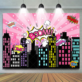 Lofaris Boom Pink City Happy Birthday Backdrop for Children