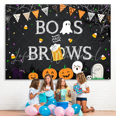 Lofaris Boos and Brows Pumpkin Cute Halloween Party Backdrop