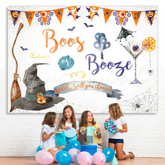 Lofaris Boos or Booze Witch Hat and Cocktail Halloween Backdrop
