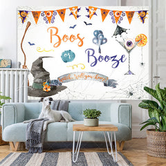 Lofaris Boos or Booze Witch Hat and Cocktail Halloween Backdrop