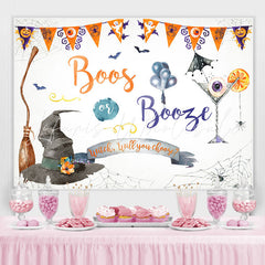 Lofaris Boos or Booze Witch Hat and Cocktail Halloween Backdrop