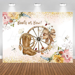 Lofaris Boots Or Bow Floral Glitter Gender Reveal Backdrop