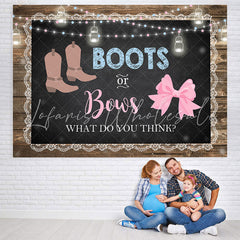 Lofaris Boots and Bows Cute Wood Baby Shower Backdrop