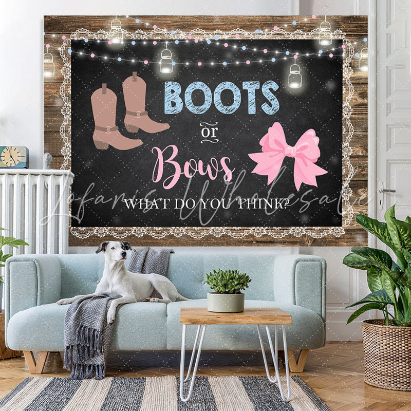 Lofaris Boots and Bows Cute Wood Baby Shower Backdrop