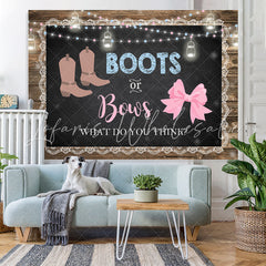 Lofaris Boots and Bows Cute Wood Baby Shower Backdrop