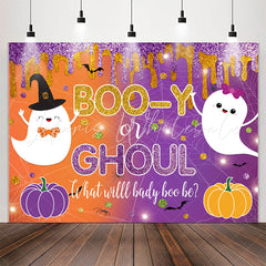 Lofaris Booy Or Ghoul Purple Orange Gender Reveal Backdrop