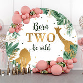 Lofaris Born Be Wild Forest Animals Round 2nd Birthday Backdrop