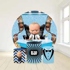 Boss Baby Birthday Party Round Backdrop Cover Plinth Cylinder Pedestal Cloth Cover