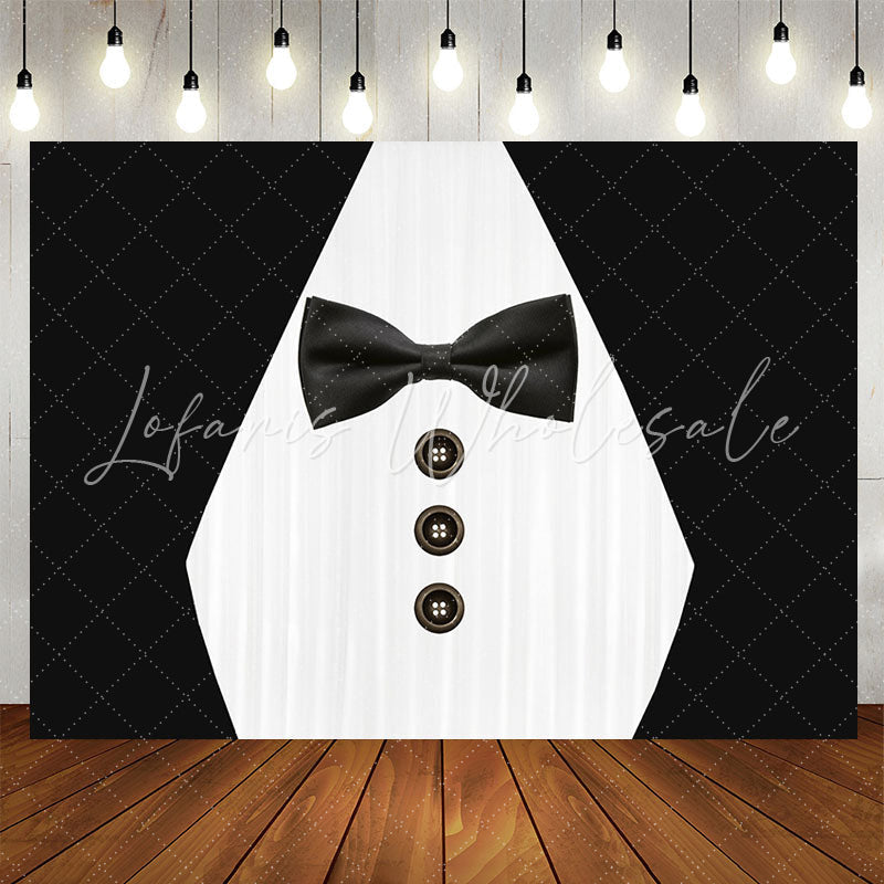 Lofaris Suit Bow Tie Button Black And White Party Backdrop