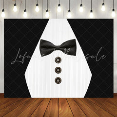 Lofaris Suit Bow Tie Button Black And White Party Backdrop