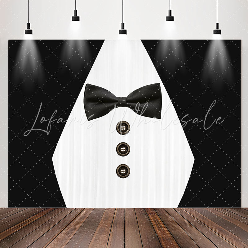 Lofaris Suit Bow Tie Button Black And White Party Backdrop