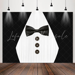 Lofaris Suit Bow Tie Button Black And White Party Backdrop