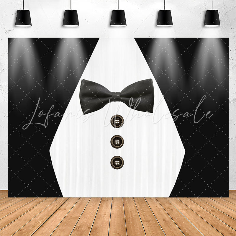 Lofaris Suit Bow Tie Button Black And White Party Backdrop