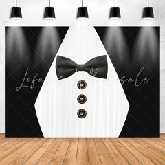 Lofaris Suit Bow Tie Button Black And White Party Backdrop