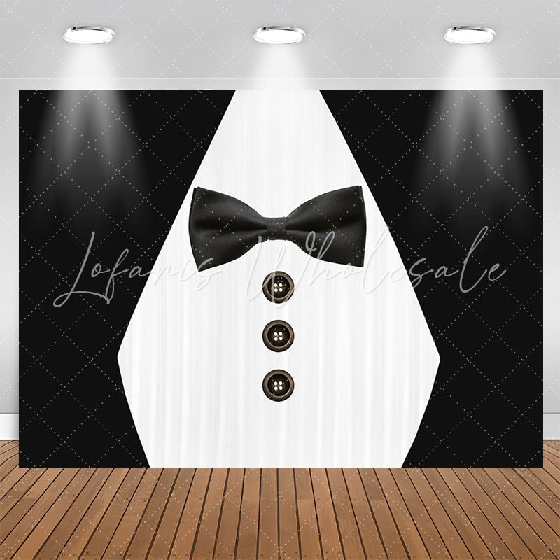 Lofaris Suit Bow Tie Button Black And White Party Backdrop