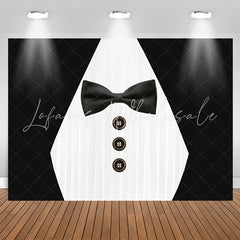 Lofaris Suit Bow Tie Button Black And White Party Backdrop