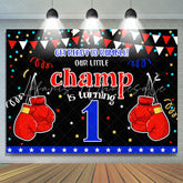 Lofaris Boxing Champion Confetti Happy 1st Birthday Backdrop