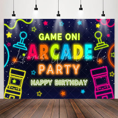Lofaris Boy Game On Arcade Party Happy Birthday Backdrop