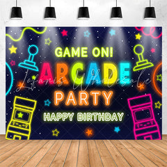 Lofaris Boy Game On Arcade Party Happy Birthday Backdrop