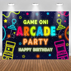 Lofaris Boy Game On Arcade Party Happy Birthday Backdrop
