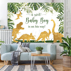 Lofaris Boy Leaves Dinosaur Safari Gender Reveal Backdrop