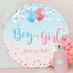 Lofaris Boy Or Girl Balloon Gender Reveal Round Backdrop