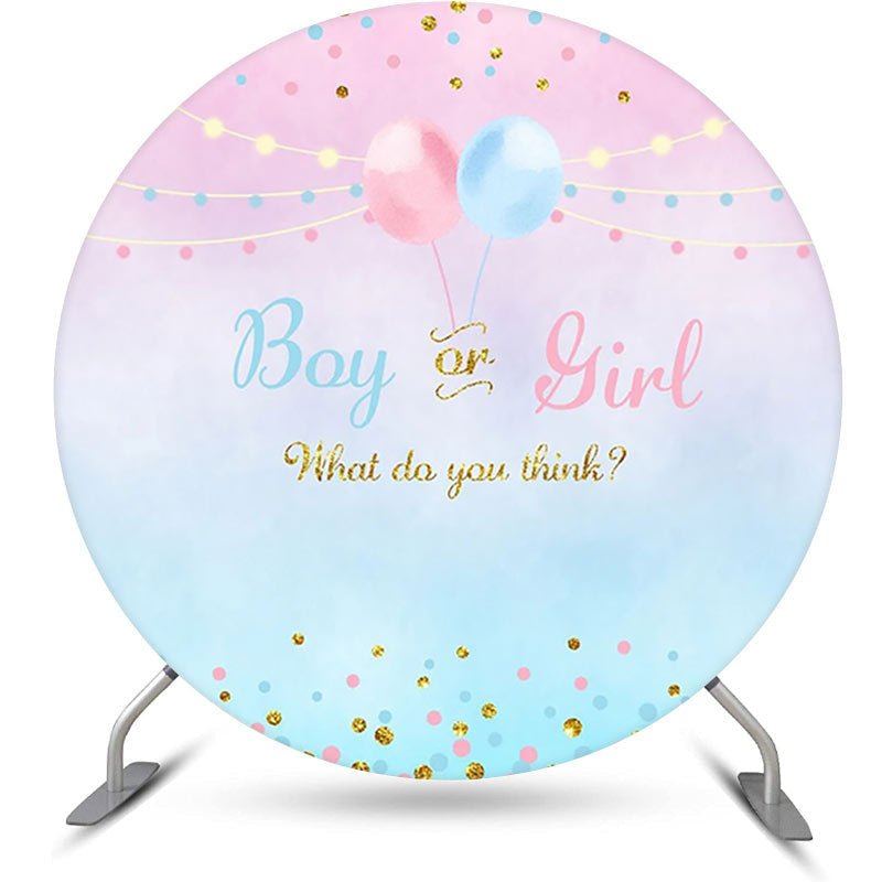 Lofaris Boy Or Girl Balloon Round Gender Reveal Backdrop