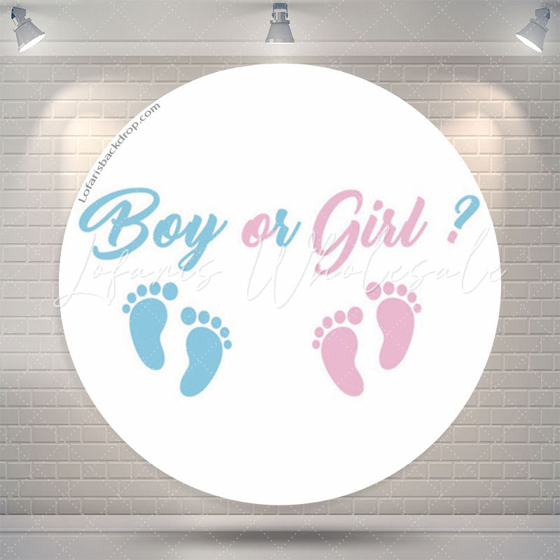 Lofaris Boy Or Girl Blue Pink Footprint Gender Reveal Backdrop