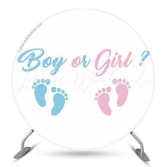 Lofaris Boy Or Girl Blue Pink Footprint Gender Reveal Backdrop
