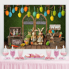 Lofaris Cute Bunny Crossing And Green Wall Wood Backdrop