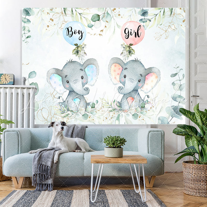 Lofaris Cute Green Plants Balloon Baby Shower Backdrop