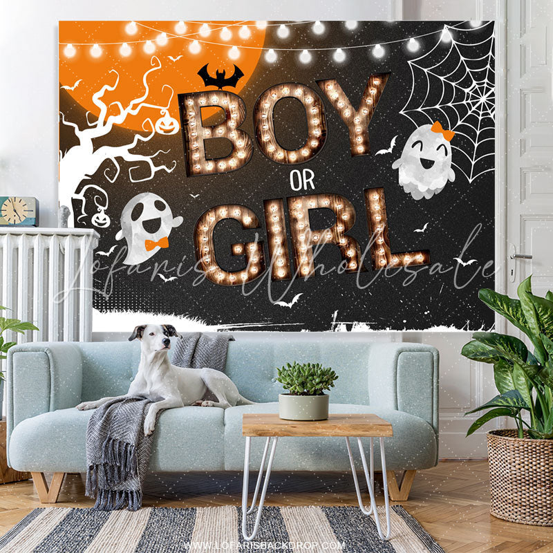 Lofaris Boy Or Girl Halloween Theme Gender Reveal Backdrop