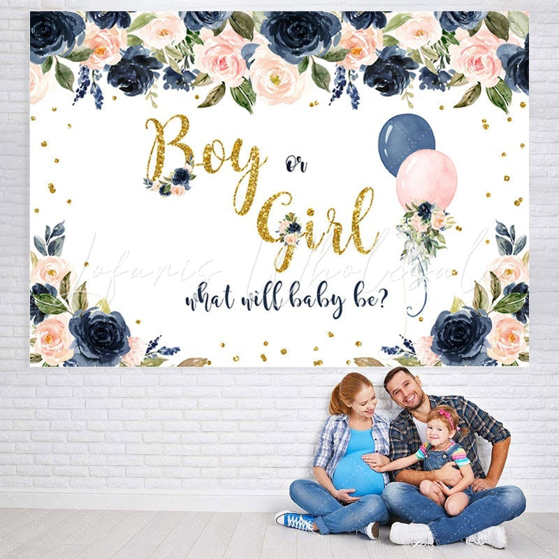 Lofaris Cute Pink and Bule Balloon Baby Shower Backdrop