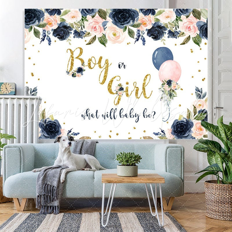 Lofaris Cute Pink and Bule Balloon Baby Shower Backdrop