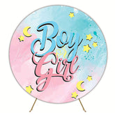 Boy or Girl Watercolor Round Backdrop for Gender Reveal