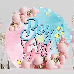 Boy or Girl Watercolor Round Backdrop for Gender Reveal