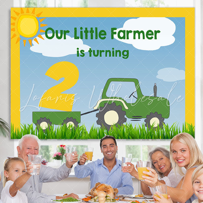Lofaris Boys 2Nd Birthday Backdrop Farmer