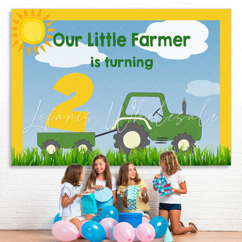 Lofaris Boys 2Nd Birthday Backdrop Farmer