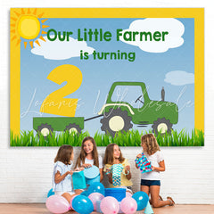 Lofaris Boys 2Nd Birthday Backdrop Farmer