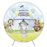Boys Circus Fun Round Backdrop for Birthday Celebration