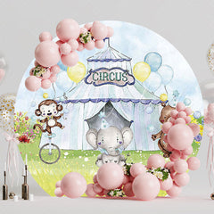 Boys Circus Fun Round Backdrop for Birthday Celebration