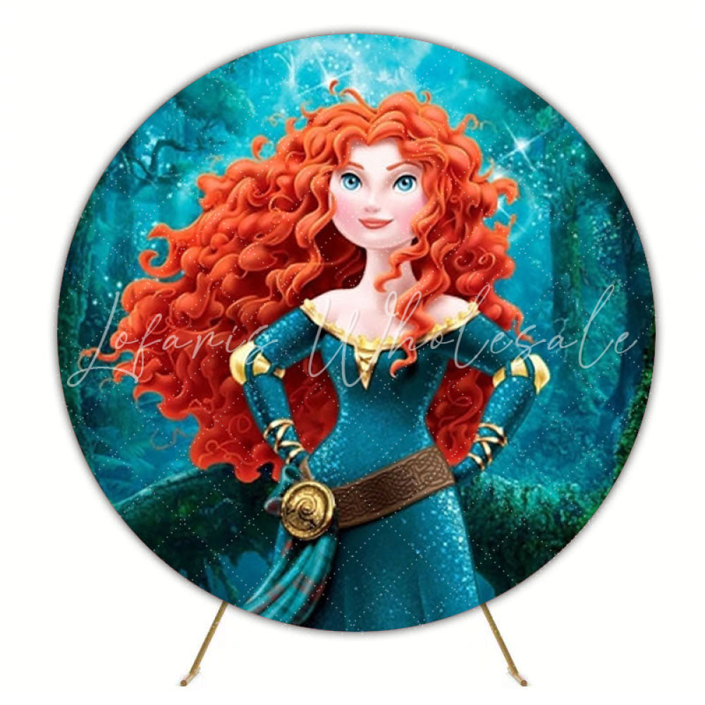 Brave Merida Princess Round Backdrop For Fairytale Party Celebration