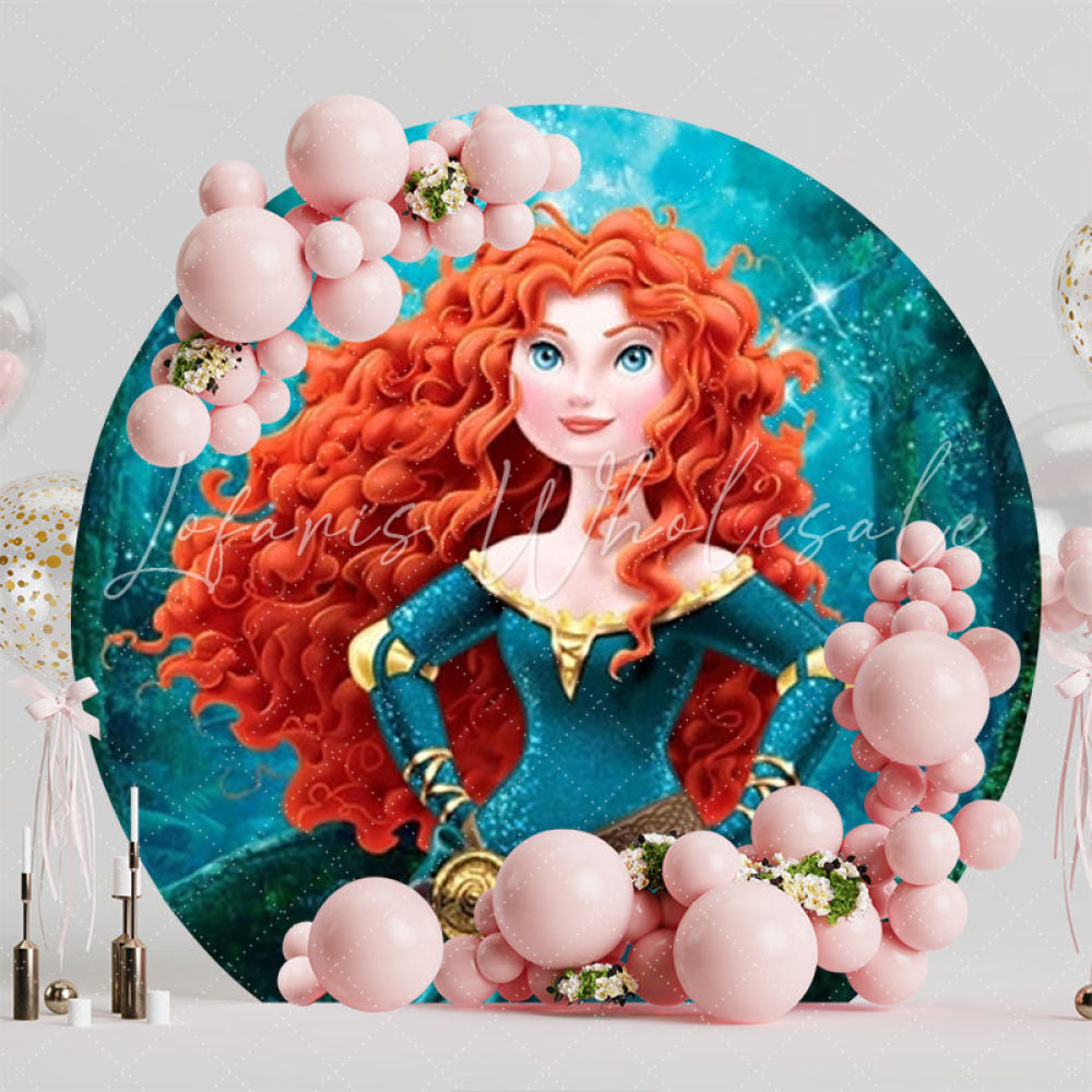 Brave Merida Princess Round Backdrop For Fairytale Party Celebration