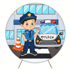 Brave Police Round Backdrop For Action-Packed Kids Party Theme