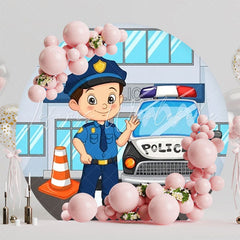 Brave Police Round Backdrop For Action-Packed Kids Party Theme