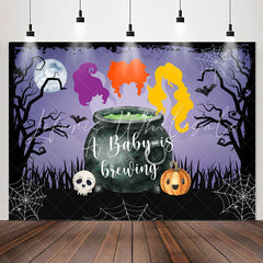 Lofaris Brewing Purple Halloween Night Baby Shower Backdrop