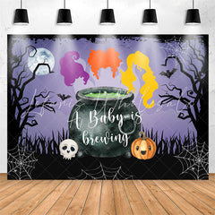 Lofaris Brewing Purple Halloween Night Baby Shower Backdrop