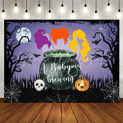Lofaris Brewing Purple Halloween Night Baby Shower Backdrop